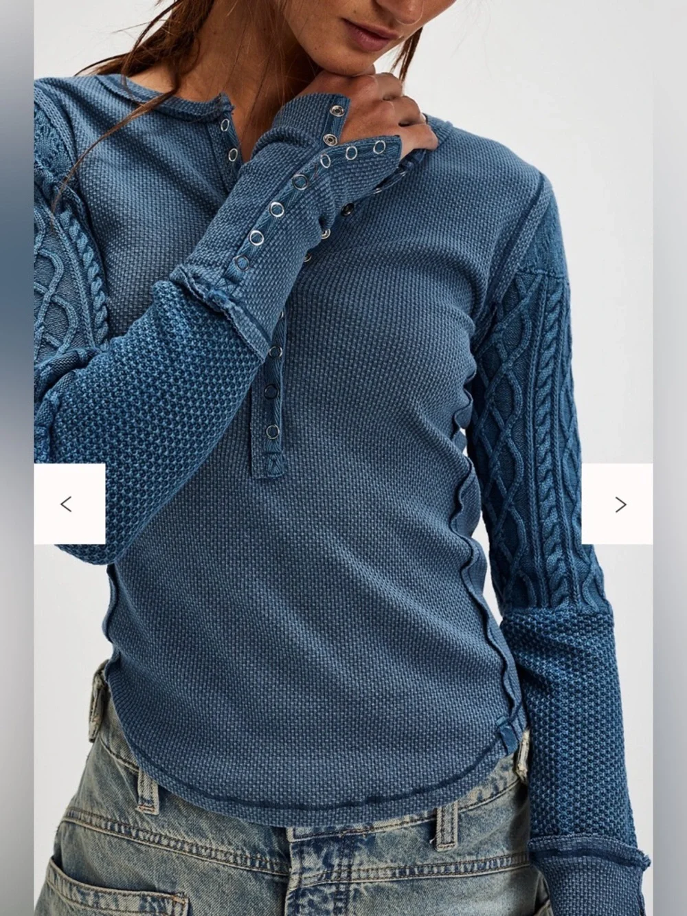 Free People We The Free Twisted Cable Cuff thermal henley top XS